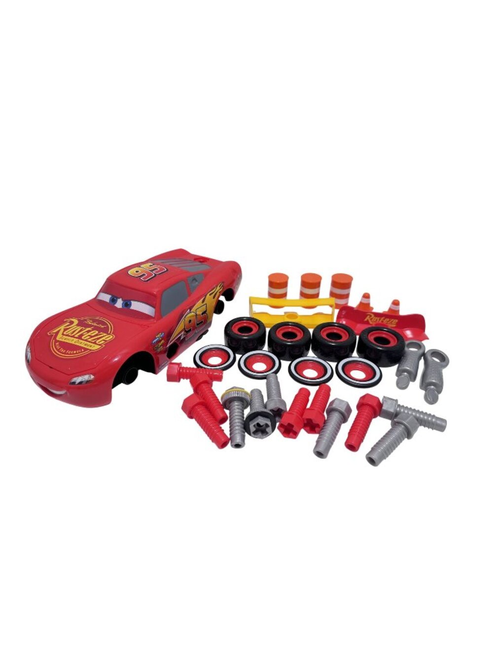 2023 Disney Pixar Cars Race Ready Lightning McQueen Tool Kit Builder 24 Pieces